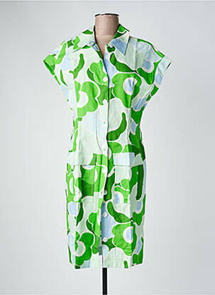Rochie midi imprimeu floral mâneci scurte verde TARA JARMON femeie