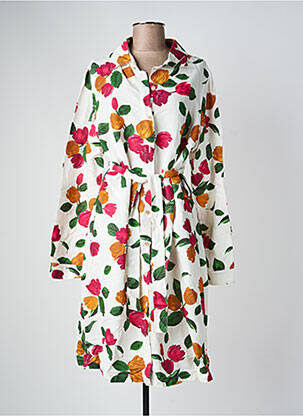 Rochie midi imprimeu floral mâneci lungi bej HARIS COTTON femeie