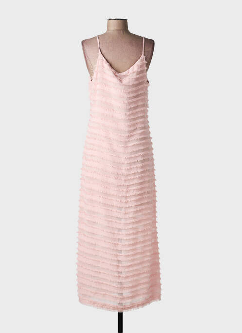 Rochie lungă țesătură crep bretele subțiri roz NATHALIE CHAIZE femme