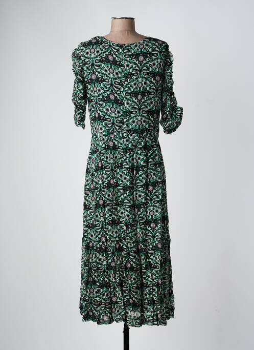 Rochie lungă imprimeu fantezie mâneci scurte verde BA&SH femme