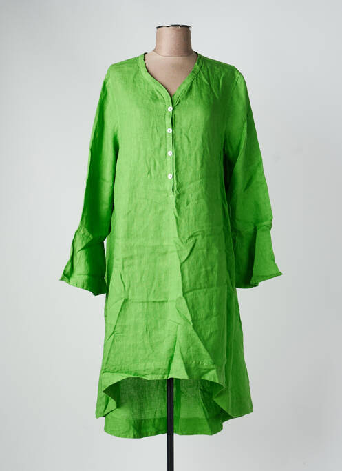 Tunică mâneci lungi manșete evazate verde HARIS COTTON femme
