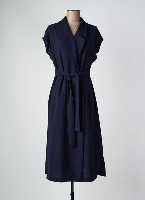 Rochie midi țesătură crep mâneci scurte albastru TOUPY femme