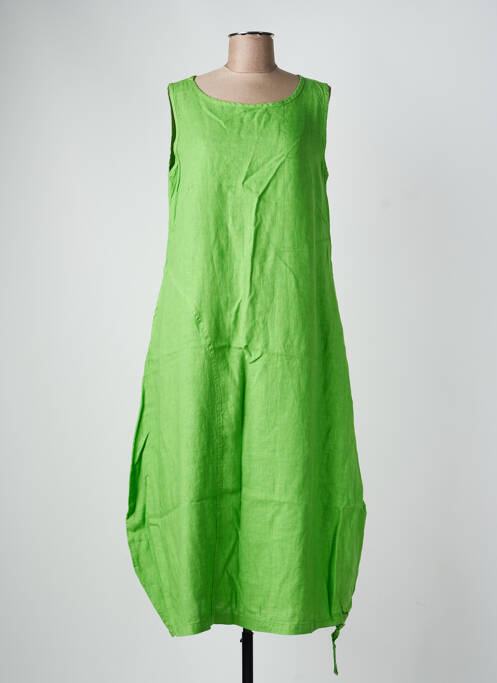 Rochie lungă țesătură crep fără mâneci verde HARIS COTTON femme