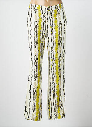 Pantalon drept închidere cu fermoar sub clapetă cu nasturi verde STORIATIPIC femme