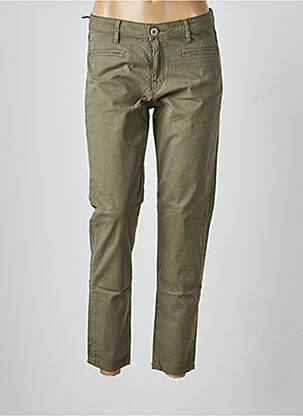 Pantalon 7/8 închidere cu fermoar sub clapetă cu nasturi verde DENIM STUDIO femeie