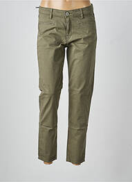 Pantalon 7/8 închidere cu fermoar sub clapetă cu nasturi verde DENIM STUDIO femeie