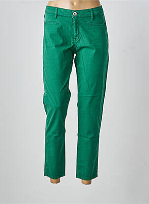 Pantalon 7/8 închidere cu fermoar sub clapetă cu nasturi verde DENIM STUDIO femeie
