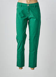 Pantalon 7/8 închidere cu fermoar sub clapetă cu nasturi verde DENIM STUDIO femme