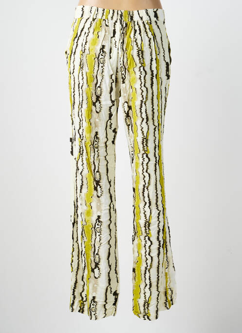 Pantalon drept închidere cu fermoar sub clapetă cu nasturi verde STORIATIPIC femme