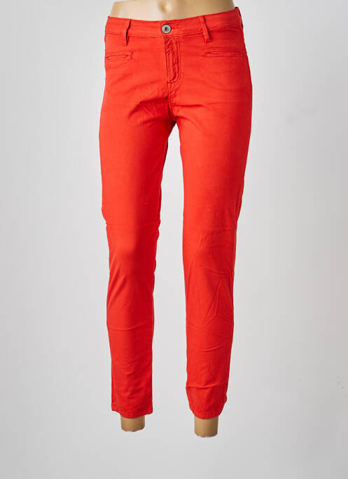 Pantalon 7/8 închidere cu fermoar sub clapetă cu nasturi portocaliu DENIM STUDIO femme