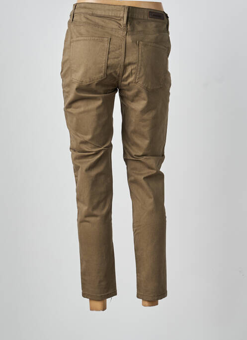 Pantalon 7/8 închidere cu fermoar sub clapetă cu nasturi maro DENIM STUDIO femme