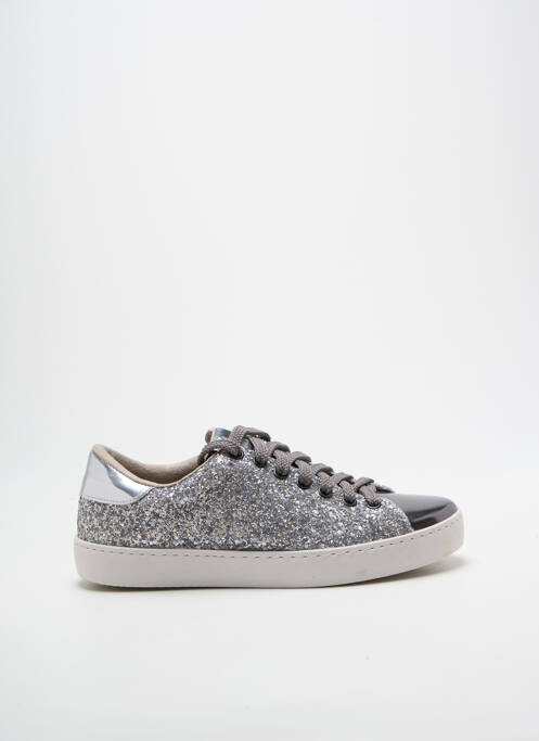 Adidași țesătură țesătură cu sclipici toc plat până la 3 cm argintiu VICTORIA femme