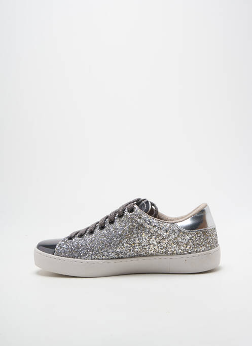 Adidași țesătură țesătură cu sclipici toc plat până la 3 cm argintiu VICTORIA femme