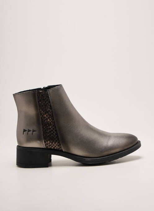Botine/ghete țesătură satinată toc de 4 la 6 cm argintiu COTEMER femme