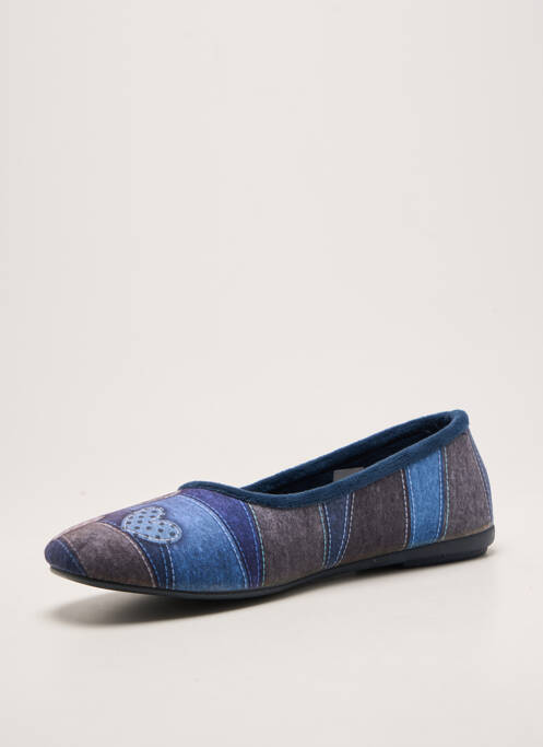 Papuci/pantofi de casă vârf rotund toc plat până la 3 cm albastru LA MAISON DE L'ESPADRILLE femme