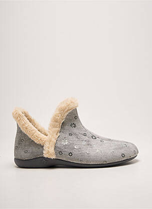 Papuci/pantofi de casă țesătură catifea toc plat până la 3 cm gri CHIC & RELAX femme