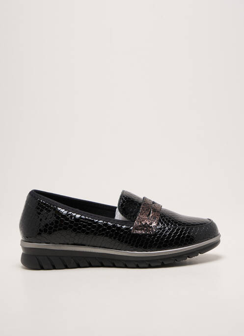 Mocasini țesătură satinată toc plat până la 3 cm negru INFINI femme