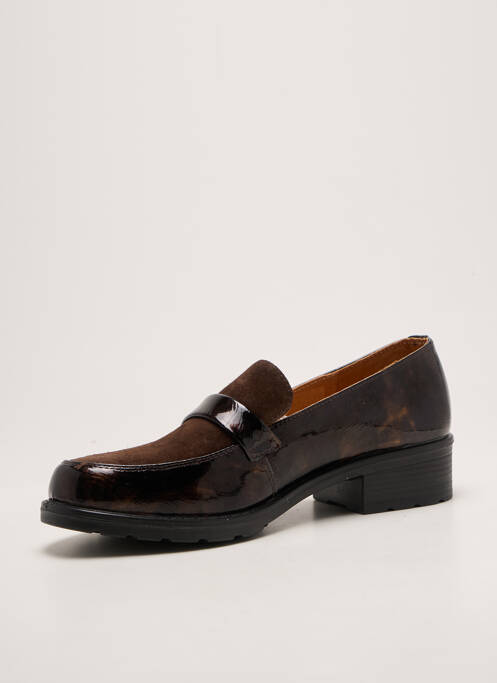 Mocasini țesătură satinată toc plat până la 3 cm maro INFINI femme