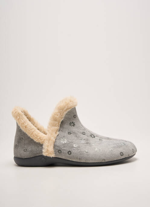 Papuci/pantofi de casă țesătură catifea toc plat până la 3 cm gri CHIC & RELAX femme