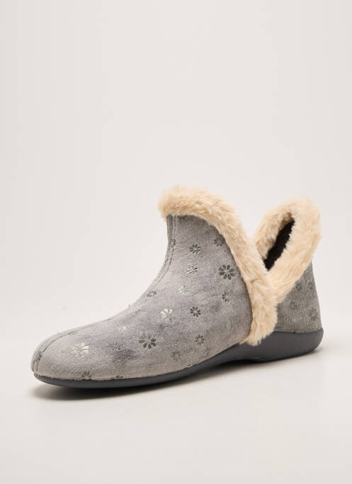 Papuci/pantofi de casă țesătură catifea toc plat până la 3 cm gri CHIC & RELAX femme