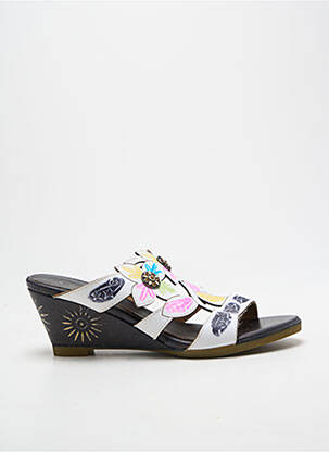 Mulete/saboți vârf deschis toc de 7 la 9 cm alb LAURA VITA femme