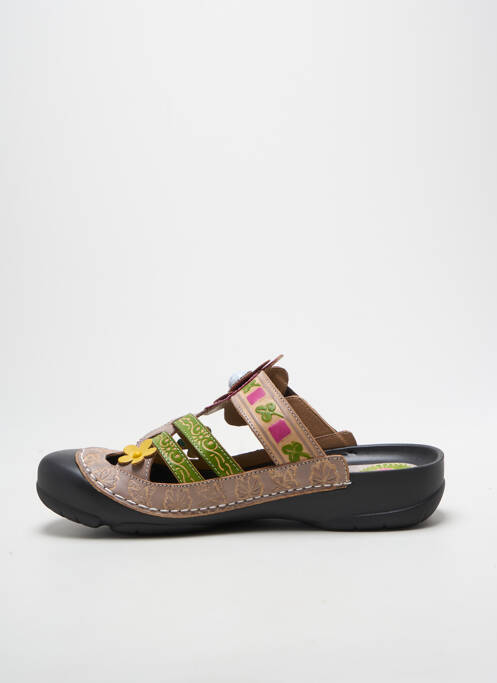 Mulete/saboți toc plat până la 3 cm bej LAURA VITA femme