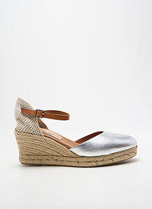 Espadrile țesătură satinată toc de 7 la 9 cm argintiu CARMEN SAIZ femeie