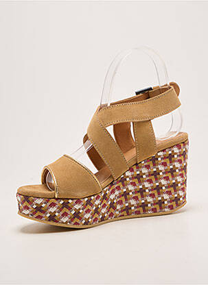 Sandale/pantofi decupați țesătură satinată toc de 7 la 9 cm bej MINKA DESIGN femeie