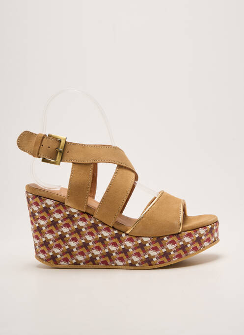 Sandale/pantofi decupați țesătură satinată toc de 7 la 9 cm bej MINKA DESIGN femme