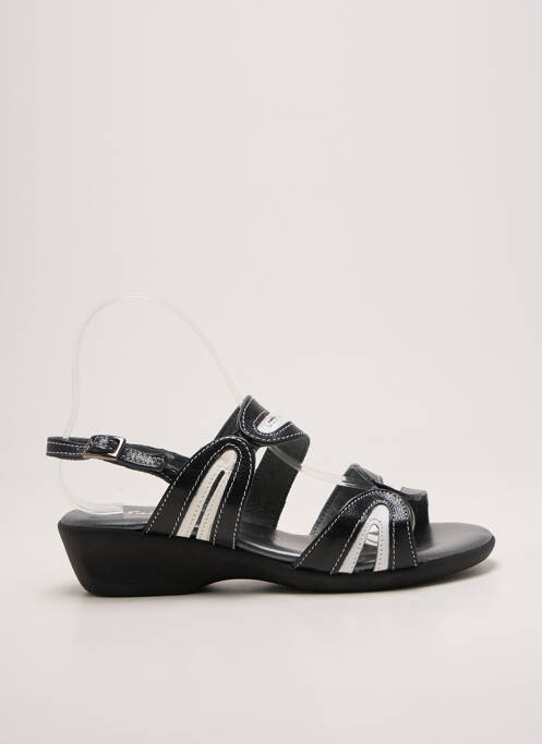 Sandale/pantofi decupați țesătură satinată toc de 4 la 6 cm negru SAIMON femme