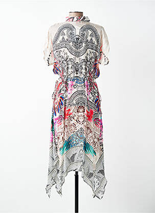 Rochie midi imprimeu fantezie mâneci scurte alb VANIA femeie