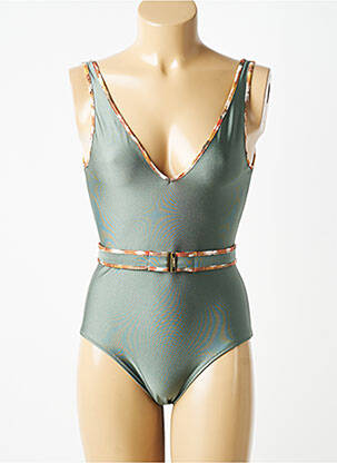 Costum de baie dintr-o singură piesă efect material satinat verde MARIE JO femeie