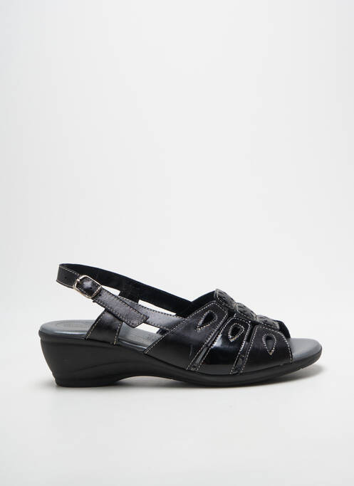 Sandale/pantofi decupați țesătură satinată toc de 4 la 6 cm negru SAIMON femme