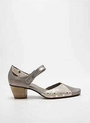 Pantofi cu toc țesătură satinată toc de 4 la 6 cm argintiu DORKING femme