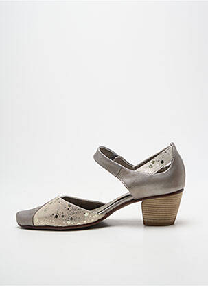 Pantofi cu toc țesătură satinată toc de 4 la 6 cm argintiu DORKING femeie