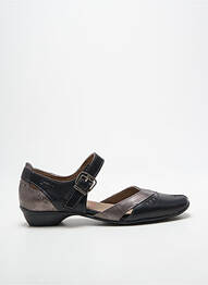 Sandale/pantofi decupați țesătură satinată toc plat până la 3 cm negru DORKING femme