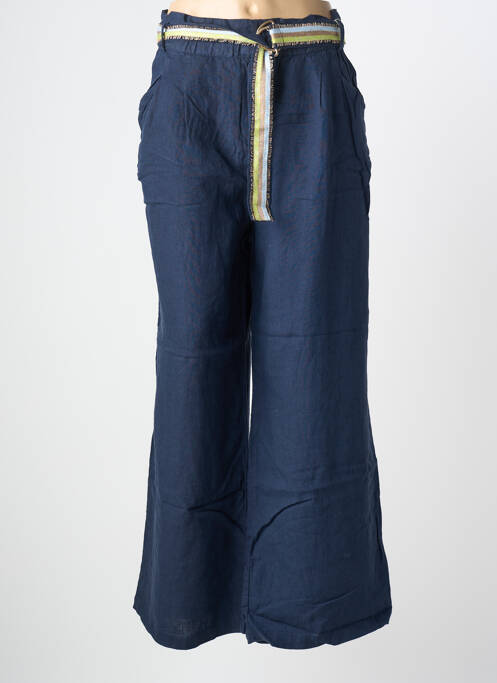 Pantalon larg închidere cu fermoar sub clapetă cu nasturi mărime normală albastru 7 SEASONS femme