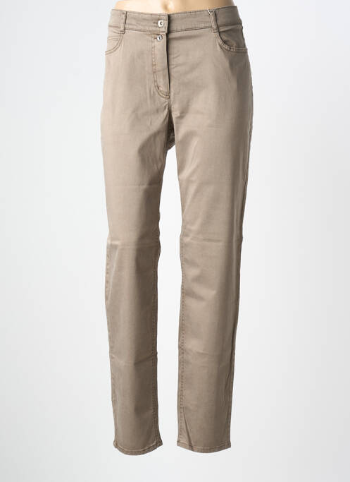 Pantalon slim țesătură poplin mărime normală verde BIANCA femme