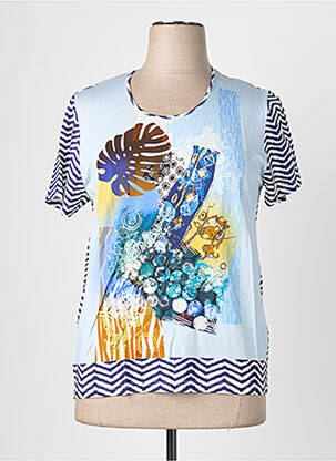 Tricou imprimeu fantezie mâneci scurte albastru SAINT CHARLES femme