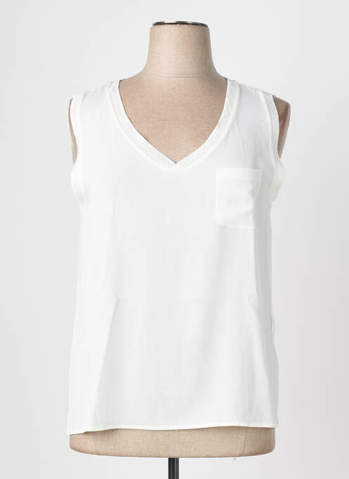 Top elasticitate fără mâneci alb CONCEPT K femme