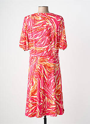 Rochie midi imprimeu floral mâneci scurte roz K-DESIGN femeie