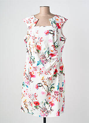 Rochie midi imprimeu floral mâneci scurte alb QUATTRO femme