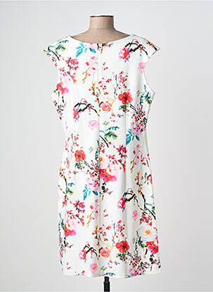 Rochie midi imprimeu floral mâneci scurte alb QUATTRO femeie