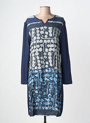 Rochie midi imprimeu fantezie mâneci lungi albastru THALASSA femme
