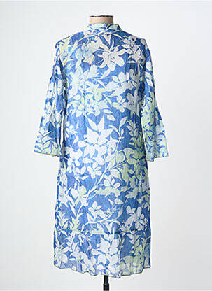 Rochie midi imprimeu floral mâneci 3/4 albastru BIANCA femeie