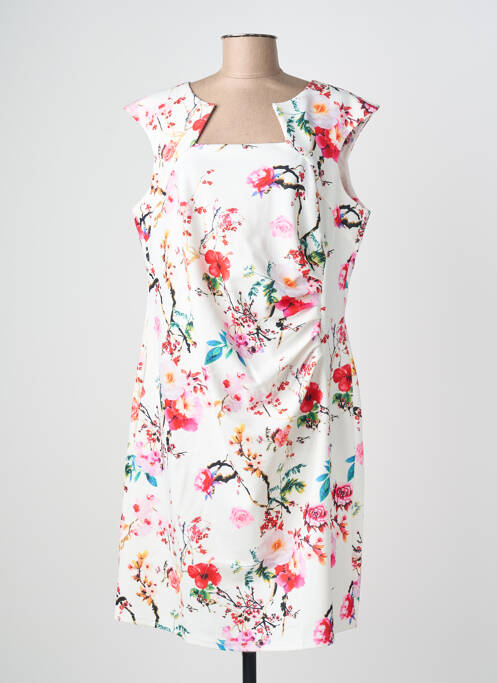 Rochie midi imprimeu floral mâneci scurte alb QUATTRO femme