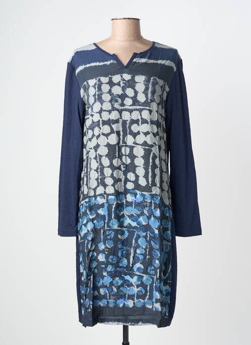 Rochie midi imprimeu fantezie mâneci lungi albastru THALASSA femme