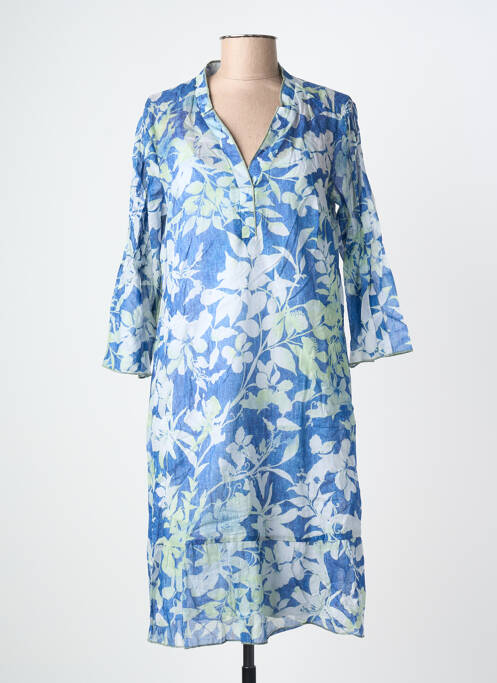Rochie midi croială fluidă mâneci 3/4 albastru BIANCA femme