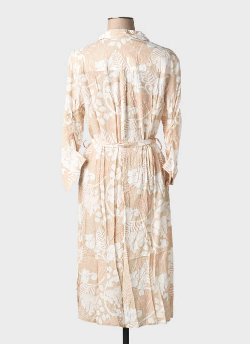 Rochie midi imprimeu floral mâneci 3/4 bej BIANCA femme