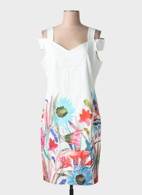 Rochie midi imprimeu floral mâneci scurte alb DIVAS femme